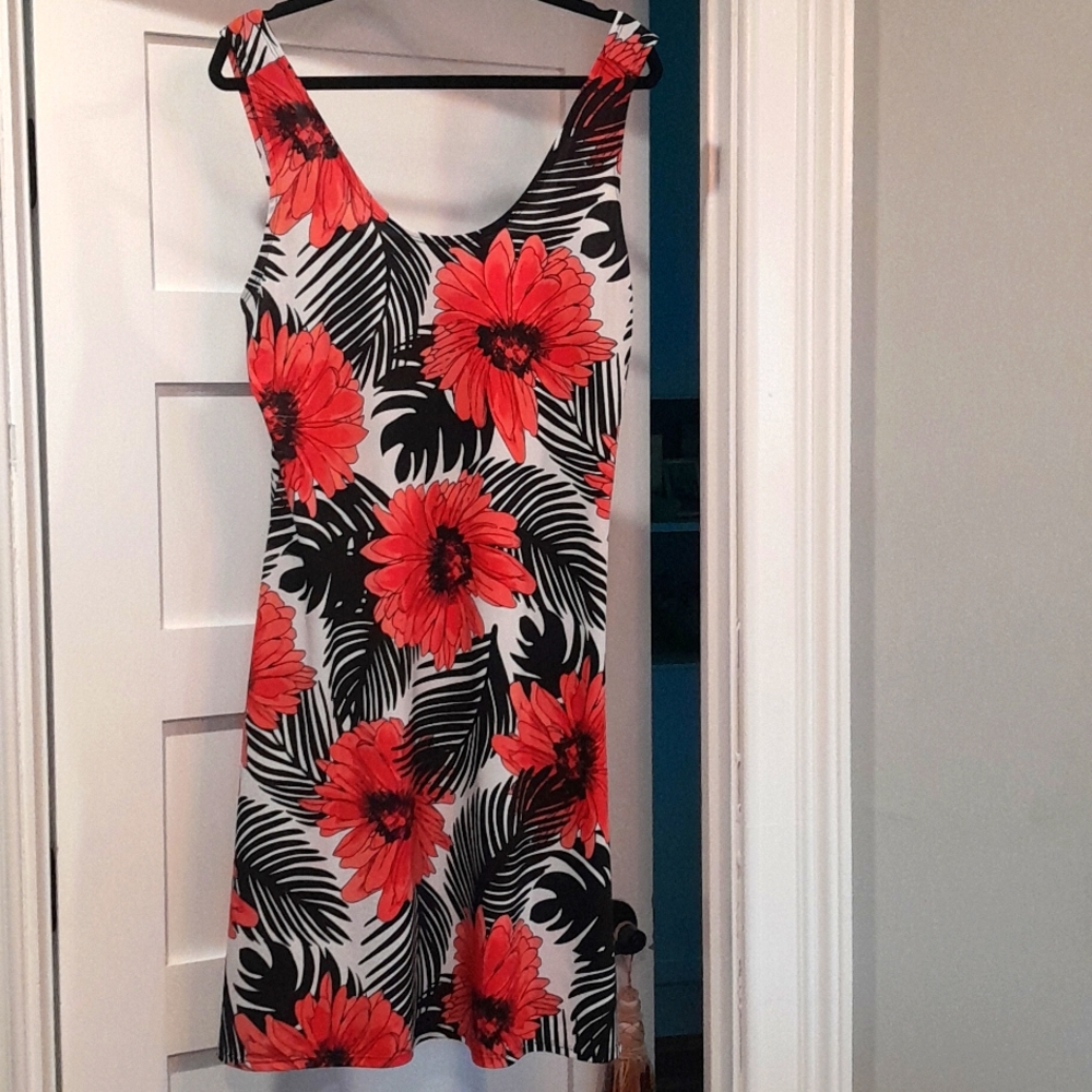 Women's size XL orange and black floral print sundress from Sophie A